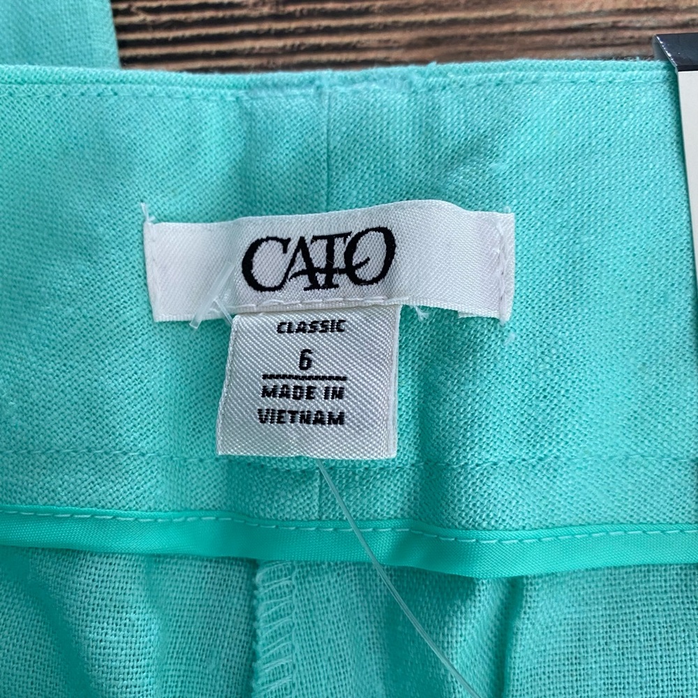 Cato Classic Mint Green Linen Blend Straight Leg Pants Size 6 NEW - Picture 8 of 12